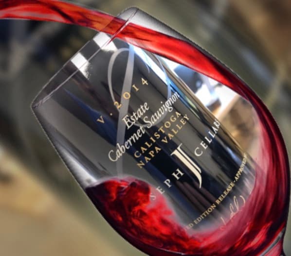 Joseph Cellars branded wine glass