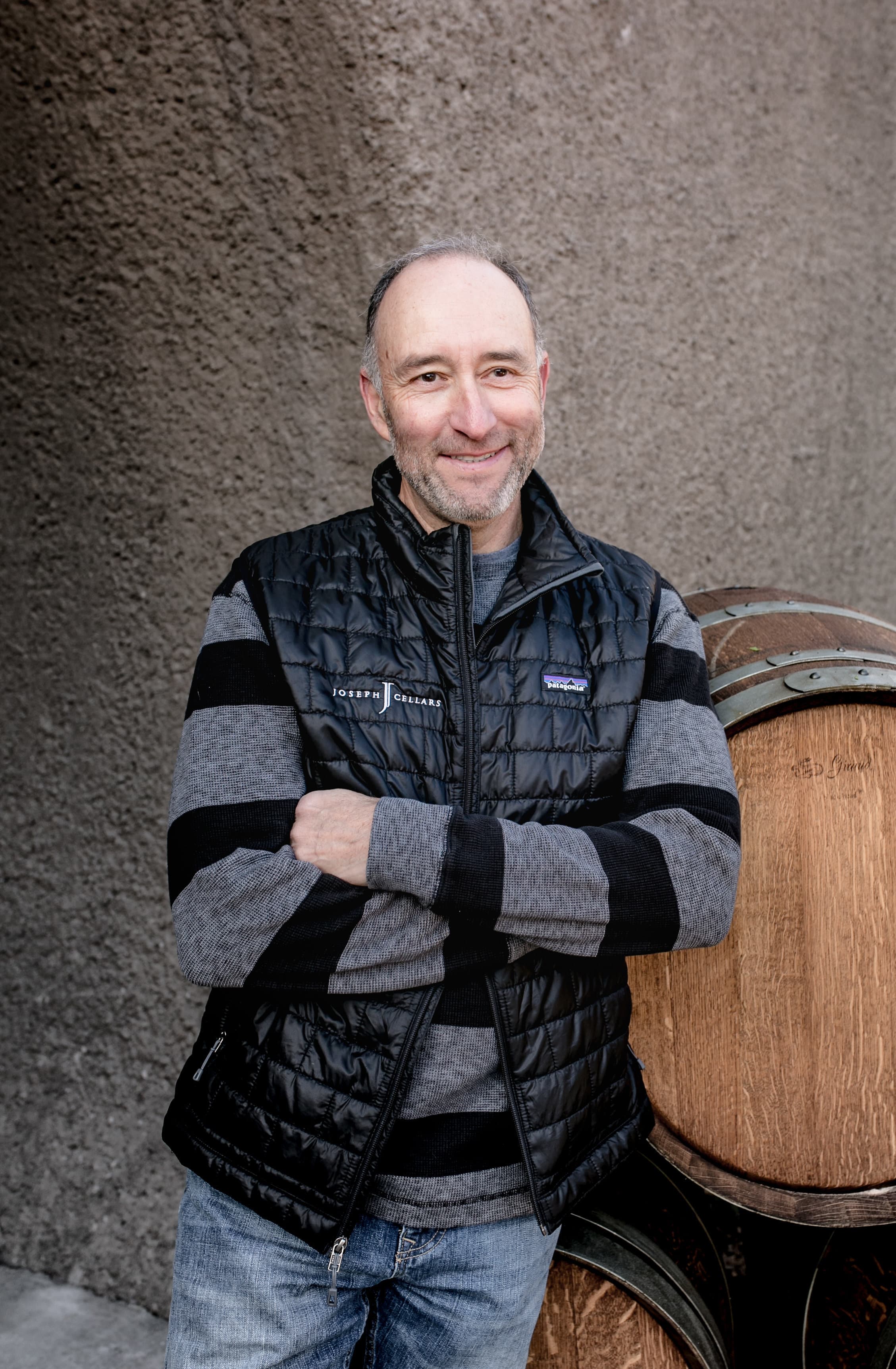 Al Perry, winemaker at Joseph Cellars, at the barrel room