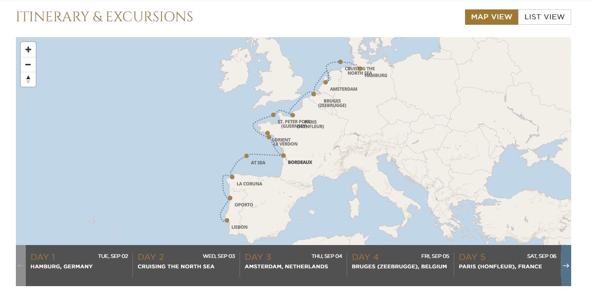 map view of cruise